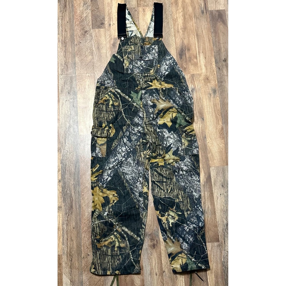 Vintage Mossy Oak Break Up Camo Chamois Bib Overalls Field Staff Mens Size 38